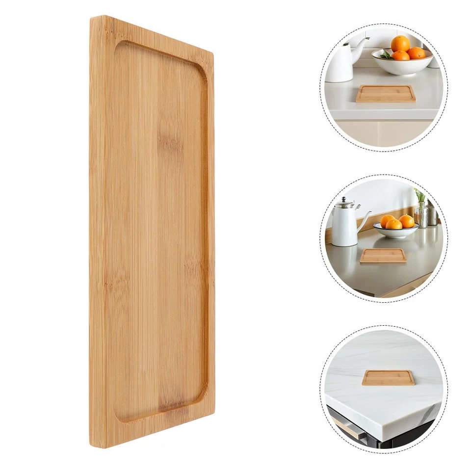 2pcs Wooden Cup Tray Japanese Rectangular Wood Platter Bathroom Vanity