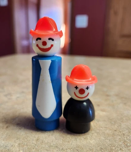 Vtg Fisher Price little people Clown Fireman 657 Crazy Clown Fire Brigade Tall