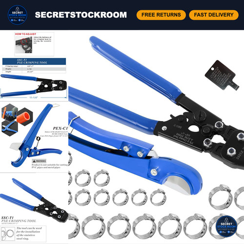 PEX Pipe Clamp Cinch Tool - Crimping Tool for 3/8" to 1" Stainless Steel Clamps