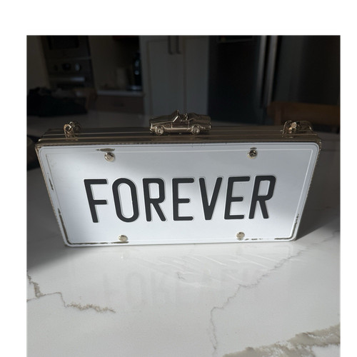 Kate Spade Wedding Belles “Forever” License Plate Clutch Gold & White BRIDE2BE