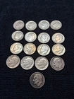 17 Silver Roosevelt Dimes 90% Silver Circulated  1946 to 1963@@@ RD-8