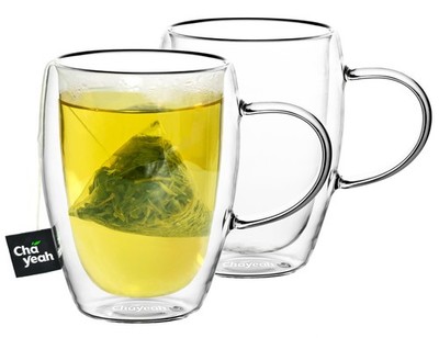, Double Wall Glasses, 12 OZ Insulated Cups with Handle, Perfect for Tea, Cof...