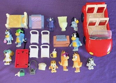 Lot Of Bluey Toys Moose Car Figures Furniture Chairs Bed & Other Accessories