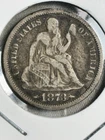 1873 P Seated Liberty Silver Dime- Philadelphia, With Arrows, VF/XF Details