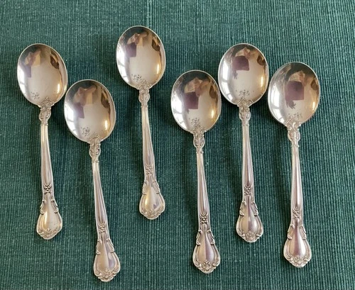 Chantilly Gorham Sterling Silver set of 6 Cream/Round Soup Spoons 6.25” No Mono