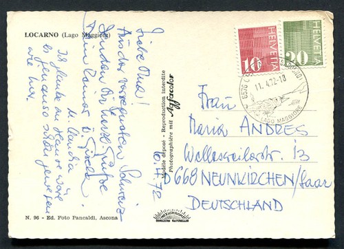 Switzerland : Beautiful card from 1972 - Locarno - used - Picture 2 of 2