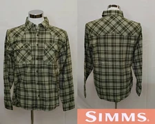Simms Santee Flannel Men's M Pale Pine Shadow Box Plaid New with Tags #J4675