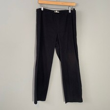 Eileen Fisher Straight Leg Pants Women Large Black Side Zip Stretch Cotton