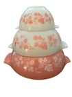 Vintage Pyrex Pink Gooseberry Cinderella Mixing  Bowls Set of 3 441 443 444