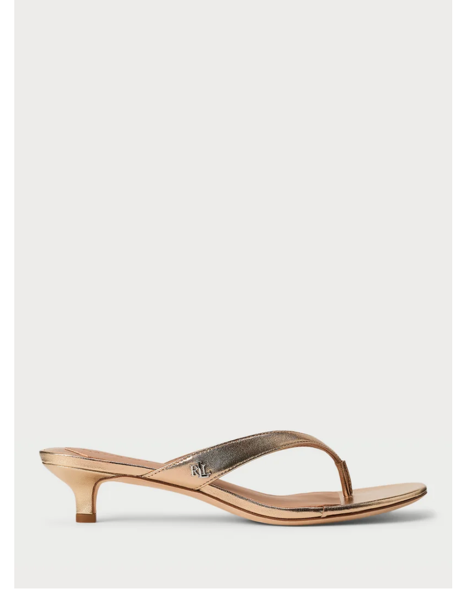 Ralph Lauren Francesca Heel Sandals New Metallic Silver 7