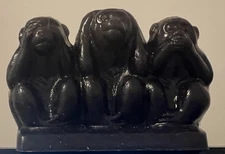 Mold-A-Rama 3 Monkeys, See, Hear, Speak No Evil - DARK GREY - HARD TO FIND COLOR