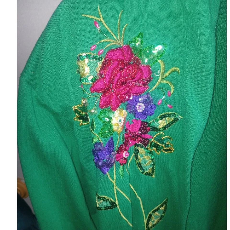 Women's VTG Lacy Afternoon Medium Hand Beaded Cardigan Holiday Jacket - Image 2 of 4