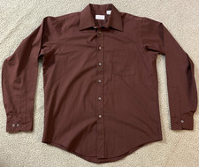 Manhattan Men's Dress Shirt Maroon/Brown Vintage Button Down Size 16 Casual