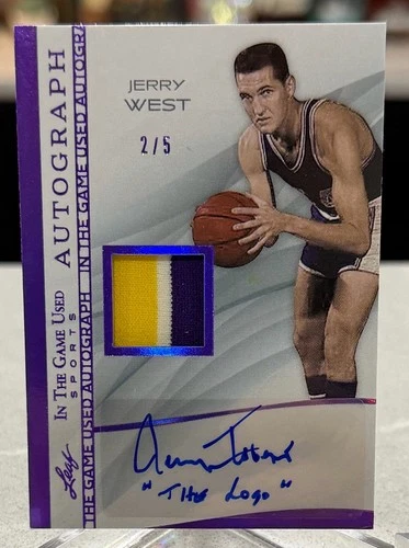 Leaf In The Game Used Sports JERRY WEST Inscription Autograph PURPLE 2/5