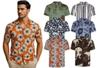Mens Holiday Short Sleeve Shirt Hawaiian Floral Print Button Up Casual Beach Top