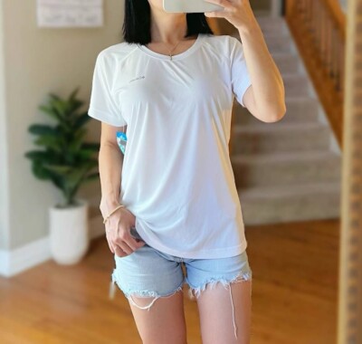 Columbia Womens Balance Rock Workout SS Shirt Omni-Wick Performance White M L XL