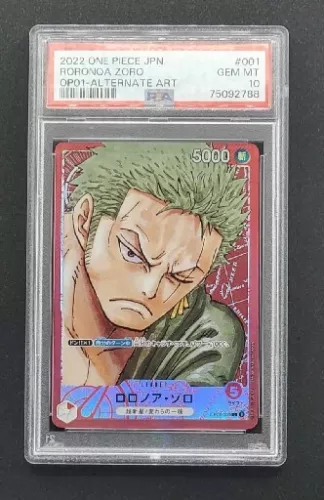 ONE PIECE Card Game - Roronoa Zoro (Alt Art) OP01-001 L ROMANCE DAWN PSA 10