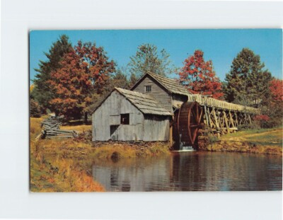 #ad Postcard Rustic Old Water Wheel Autumn Scene $12.99