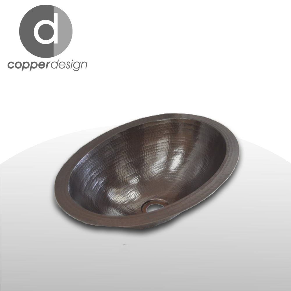 Copper Hammered Oval Bath undermount-drop sink 19
