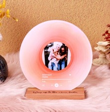 Personalized Vinyl Record with Custom Photo Acrylic Song Plaque Birthday Gift