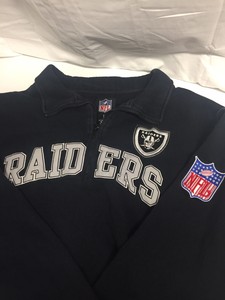 Vintage Oakland Raiders 1/4 Zip Pullover Sweatshirt Size L ...