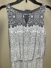 MSK Women  s Sleeveless Jumpsuit Sz M Back Zipper Beautiful Black/gray/white