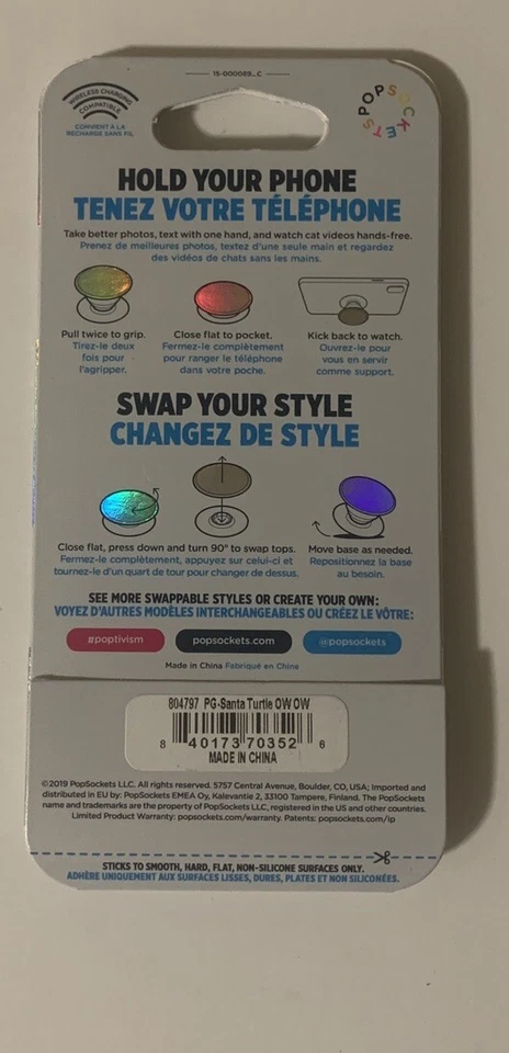 Empuñadura y soporte para teléfono celular PopSockets PopGrip - Santa Foto 2 de 2