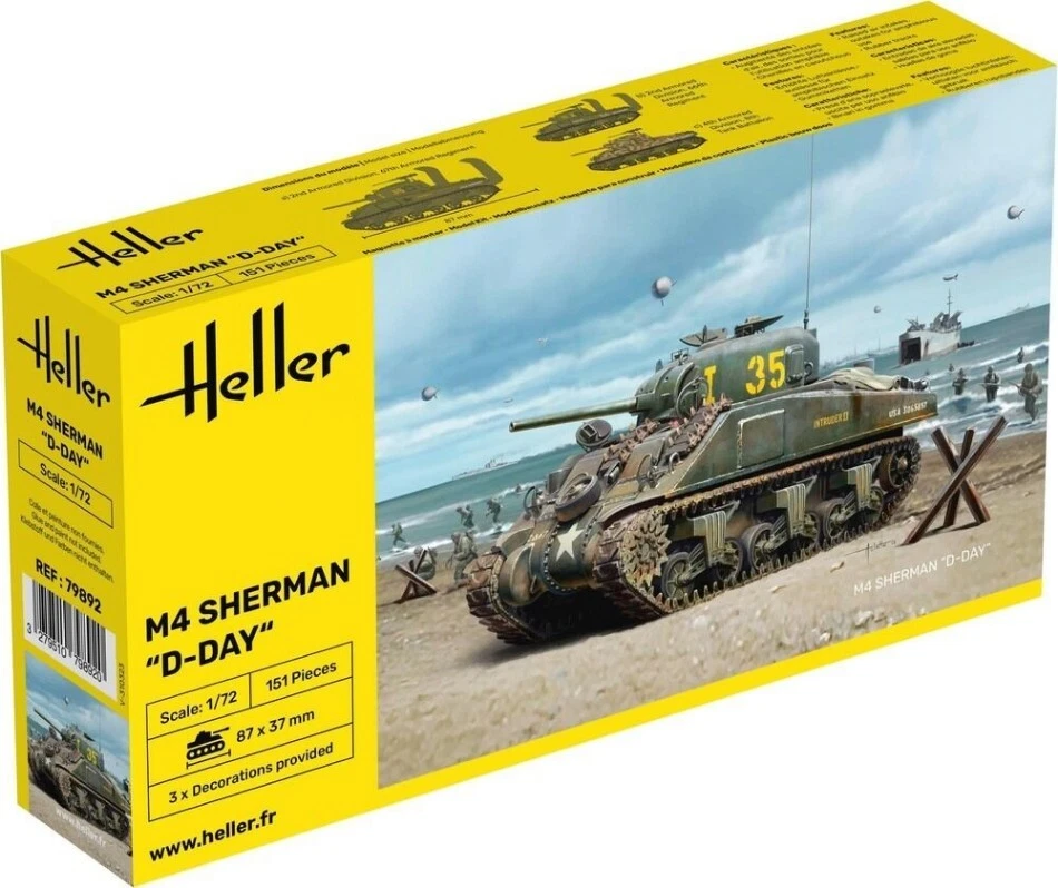 KIT MODELLINO MILITARE HELLER CARRO ARMATO M4 SHERMAN D-DAY SCALA 1:72 - Immagine 3 di 4