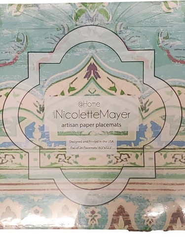 Nicolette Mayer Artisan Paper Table Placemats PALATIAL JAIPUR MINT Pad Of 24 NEW - Picture 2 of 6