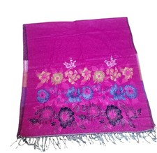 High Quality Tibet Hand Loom Yak Wool Shawl Scarf Reversible Pink Floral 36x80