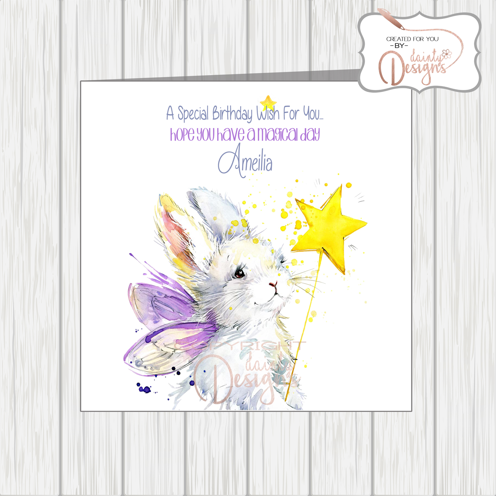 Personalised Birthday Card Magical Rabbit Daughter Granddaughter Niece ...