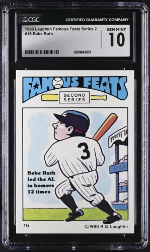 1980 Laughlin Famous Feats #16 Babe Ruth New York Yankees - CGC 10 Gem Mint 