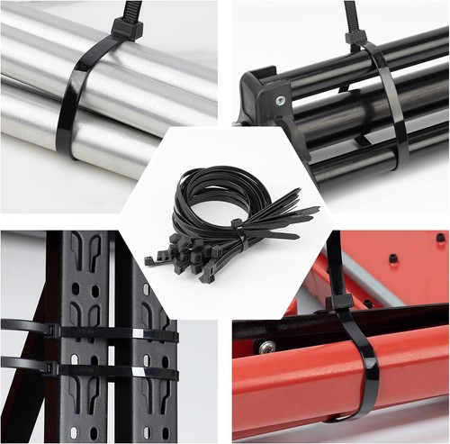 Cable Ties Zip Ties Nylon Wraps Duty Tie Self-locking Black/White - Picture 5 of 8