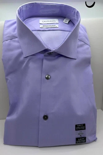 Calvin Klein Infinite Non-Iron Slim Fit Stretch Purple Shirt 17 32/33 XL