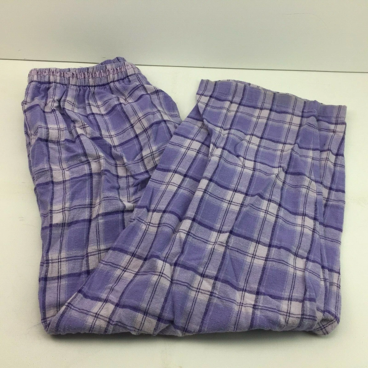 Cherokee Womens Purple Plaid Pajama Comfy Lounge Pants Bottoms Elastic  Waist XL