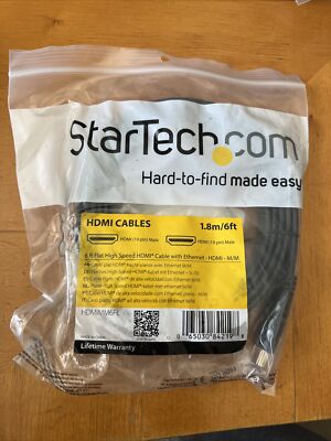 StarTech 6' Flat High Speed HDMI Cable With Ethernet - Male/Male Black HDMIMM6FL