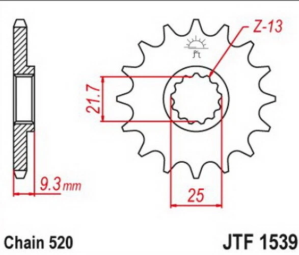 Piñón delantero 15T Kawasaki EX250R Ninja 250R 2008-2012 JTF1539.15 Foto 3 de 4