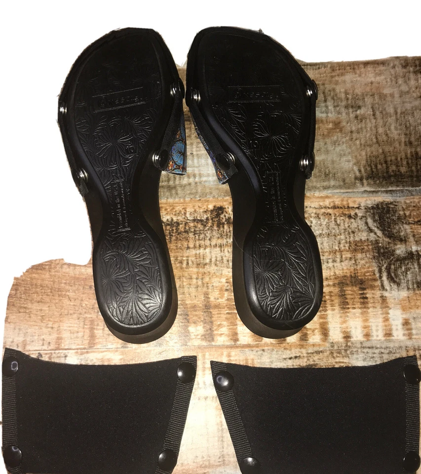 Sandalias negras intercambiables zuecos de cristal Paisly Sworovski con suela única talla 10 Foto 3 de 4