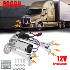600DB Loud Dual Trumpet Train Air Horn Compressor Kit For Trucks RV Car Boat 12V