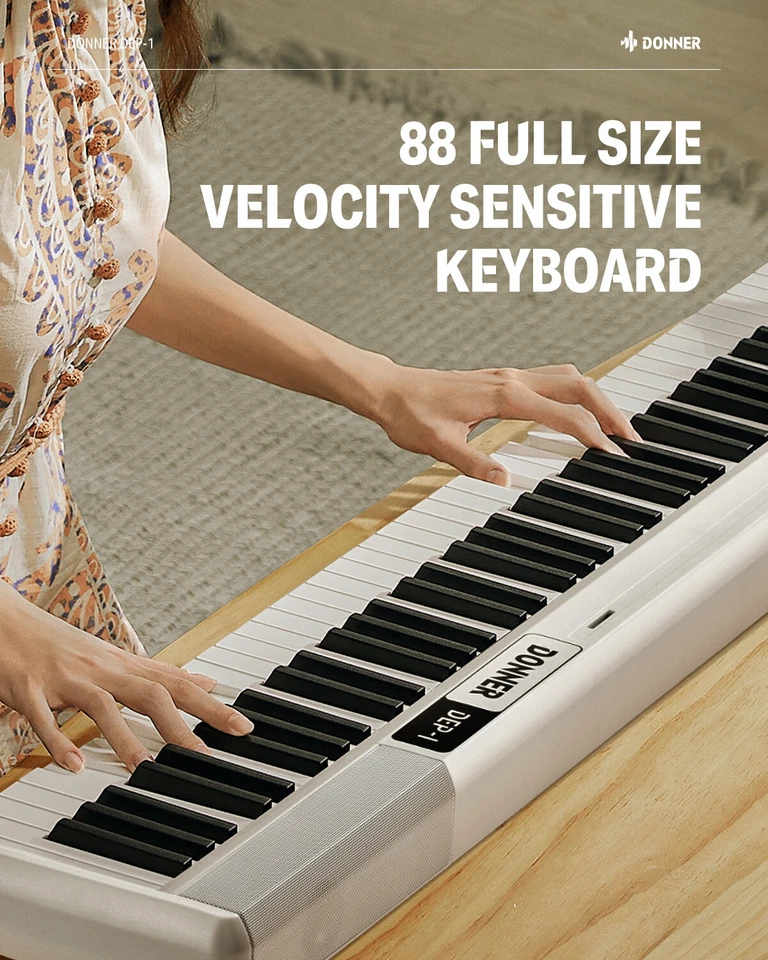 Donner DEP-1 Digitalpiano 88 Tasten Klavier mit Ständer Pedal 128 Tone E-Piano - Bild 2 von 4