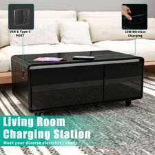 Modern Smart Coffee Table Built-in Fridge Bluetooth Speaker Touch Control Panel
