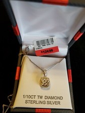925 STERLING SILVER PENDANT DIAMOND NECKLACE W/ 1/10 CT DIAMONDS