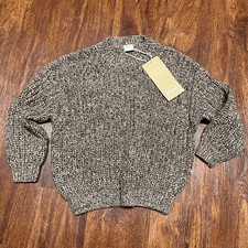 NWT Goumi Kids Bark Chunky Knit Sweater SZ 10-12Y Oversized Large Brown Crew Nec