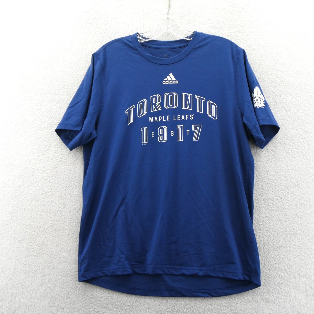 Toronto Maple Leafs Shirt Mens Medium Blue Adidas NHL Ice Hockey Sports Top  New