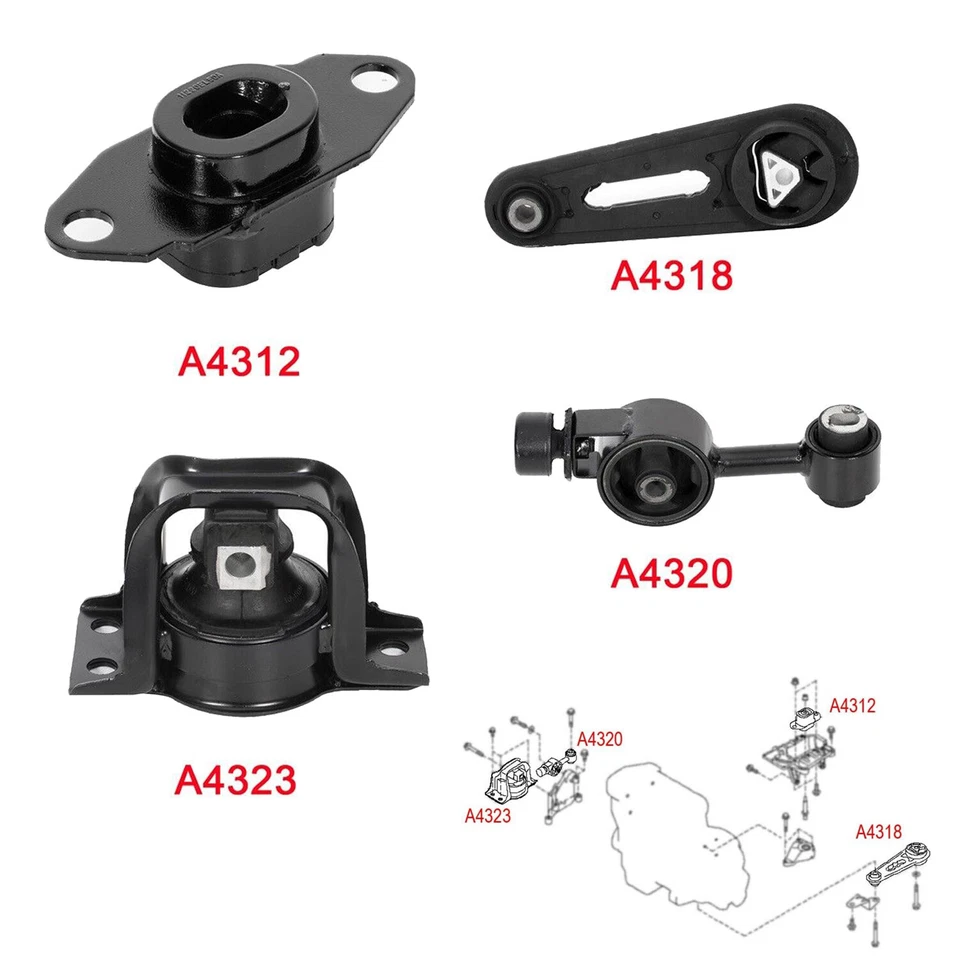 Montaje motor y transmisión A4318 A4312 A4320 A4323 para Nissan Versa 2007-2012 1,8 L Foto 2 de 4