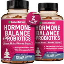2 Pack Hormone Balance + Probiotics for Women 3450mg Natural Relief for Menop...