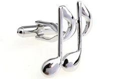 Music Note Pair Cufflinks Twin Eight Wedding Fancy Gift Box & Polishing Cloth