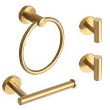 Ntipox 4 Piece Brushed Gold Stainless Steel Bathroom Hardware Set
