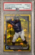 Robert Calaz 2024 Bowman Sapphire Chrome Prospects Yellow /75 Rockies PSA 9 