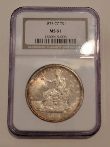 🌟1875-CC Trade Dollar NGC MS61 - Nice Original Coin with Toning PQ Quality-AZEX